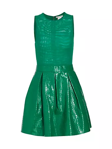 Мини-платье Alice + Olivia из веганской кожи с крокодиловым тиснением Chara Alice + Olivia