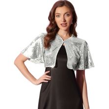 Sequin Shrug Bolero For Women's Flared Sleeve Crop Sparkly Glitter Jackets ALLEGRA K