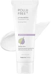 THANKYOU FARMER Pollufree pH-Balanced Cleansing Foam - Korean Face Wash for Sensitive Skin, Hyaluronic Acid Hydrating Facial Cleanser 4.22 fl.oz Thankyou Farmer