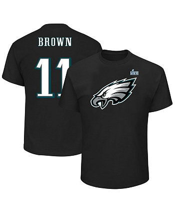 Мужские A.J. Коричневая черная футболка Philadelphia Eagles Super Bowl LVII Big and Tall с именем и номером Profile