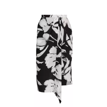 Драпированная шелковая юбка с цветочным принтом Michael Kors