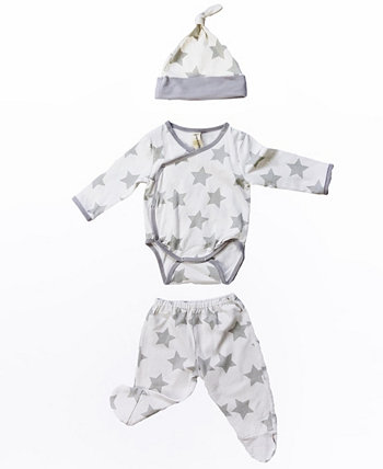 Комплект из 3 предметов для новорожденных из бамбука для маленьких мальчиков и девочек Earth Baby Outfitters