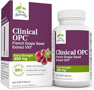 Terry Naturally Clinical OPC Extra Strength - 60 Softgels (Мягкие капсулы) - French Grape Seed Extract Supplement - - Non-GMO, Gluten Free - 60 Servings (Порции) Terry Naturally