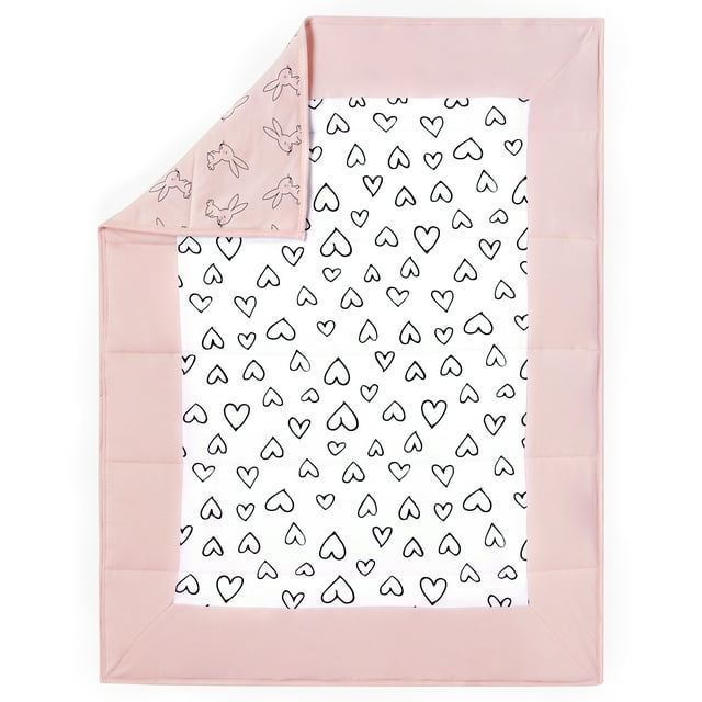 Little Star Organic 100% Pure Organic Cotton Reversible Quilt, Pink-Modern Blush Little Star Organic