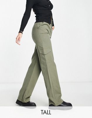 New Look Tall wide leg cargo pants in khaki New Look Tall