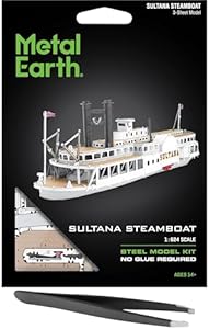 Fascinations Metal Earth Sultana Steamboat 3D Metal Model Kit Bundle with Tweezers Fascinations