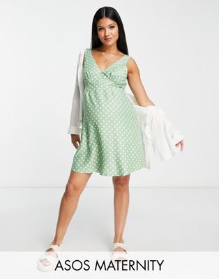 Льняное платье мини с v-образным вырезом ASOS DESIGN Maternity ASOS Maternity