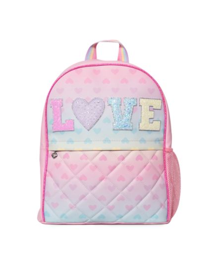 Girl&#8217;s Ombré Hearts Quilted Large Backpack OMG Accessories