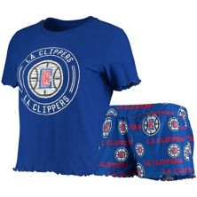 Женская футболка Concepts Sport Royal LA Clippers Zest Scrunchie с короткими рукавами и шортами, комплект для сна Unbranded