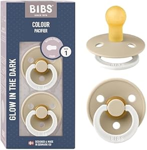 BIBS Pacifiers | Natural Rubber Baby Pacifier | Set of 2 BPA-Free Soothers | Made in Denmark | Cloud Night | Size 18-36 Months Bibs