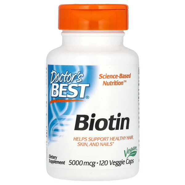 Биотин - 5000 мкг - 120 растительных капсул - Doctor's Best Doctor's Best