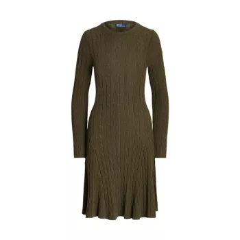 Платье-свитер из смесового хлопка косой вязки Polo Ralph Lauren