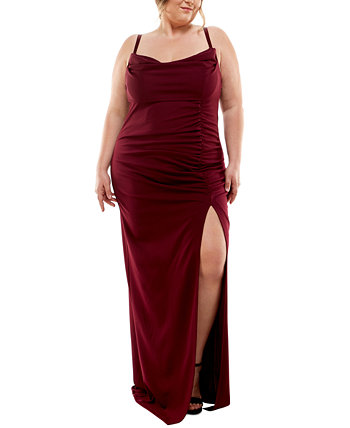 Модное макси-платье больших размеров с воротником-хомутом и боковыми рюшами, созданное для Macy's Emerald Sundae