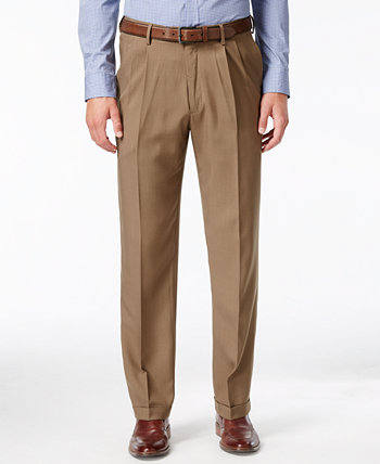 Мужские классические плиссированные классические брюки с текстурным переплетением и скрытым расширяющимся поясом HAGGAR