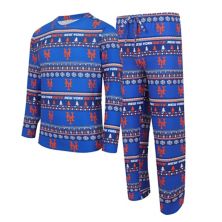 Men's Concepts Sport Royal New York Mets Knit Ugly Sweater Long Sleeve Top & Pants Set Unbranded
