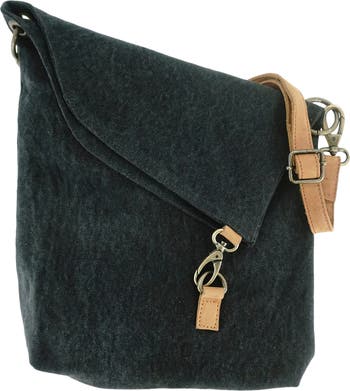 Черная сумка через плечо из плотной ткани с откидным клапаном Vintage Addiction