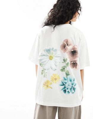 Белая футболка бойфренда с рисунком Garden Club на спине ASOS DESIGN ASOS DESIGN