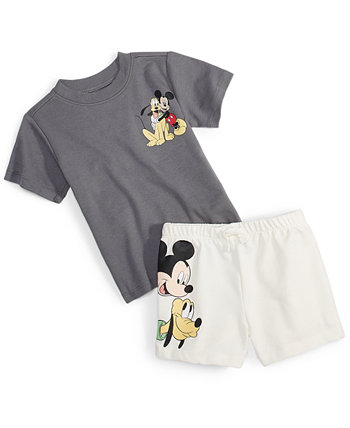 Малыш Микки Маус и Плутон, 2 шт. Комплект футболки и шорт с графическим рисунком Disney
