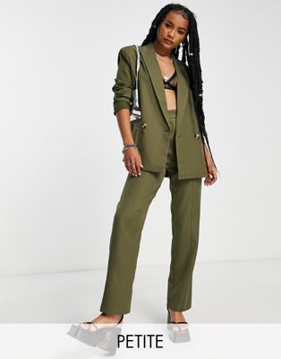4th & Reckless Petite straight leg tailored pants in khaki - part of a set 4th & Reckless Petite