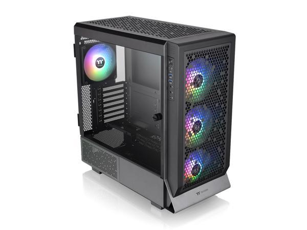 Thermaltake Ceres 500 Black Mid Tower E-ATX Computer Case with Tempered Glass Side Panel; 4 Preinstalled 140mm PWM ARGB Fans; Rotational PCIe Slots & GPU Holder; CA-1X5-00M1WN-00 Thermaltake