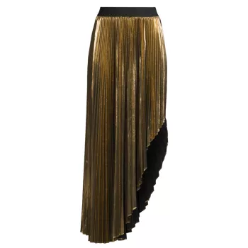 Shenandoah Асимметричная плиссированная юбка из ламе MILLY