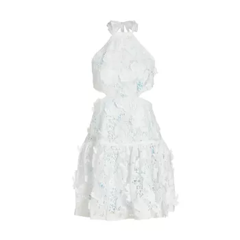 Кружевное мини-платье Bohima с цветочным принтом LOVESHACKFANCY