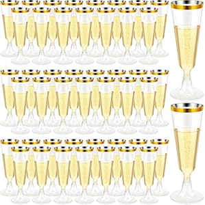 CHENGU 200 Pack Champagne Flutes Plastic 5 Oz Plastic Wine Glasses Plastic Toasting Champagne Flutes for Wedding Party Disposable Plastic Champagne Glasses Cocktail Cups for Celebration (Clear) Chengu