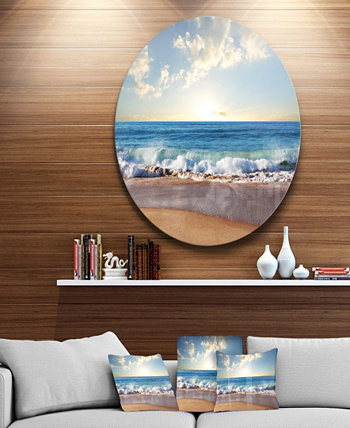 Диск Designart 'Sea Sunset' Морская фотография Круг Металлическая настенная живопись - 23 "x 23" Design Art