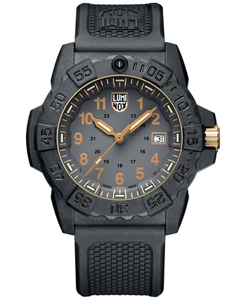 Мужские часы Swiss Navy Seal Military Dive Gold Black с каучуковым ремешком 45 мм Luminox