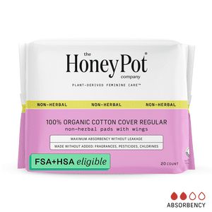 The Honey Pot Company, Non-Herbal Regular Pads with Wings, Organic Cotton Cover, 20 ct. The Honey Pot Company