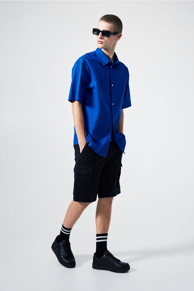Мужская Хлопковая Рубашка с Коротким Рукавом H&M H&M