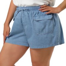 Женские джинсовые шорты больших размеров с эластичной резинкой на талии и карманами больших размеров Agnes Orinda