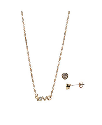 Love Pendant Necklace and Heart Stud Earring Set FAO Schwarz