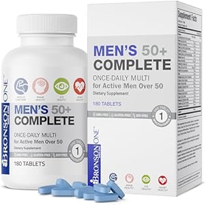 Bronson ONE Daily Mens 50+ Complete Multivitamin Multimineral, 180 Tablets Bronson