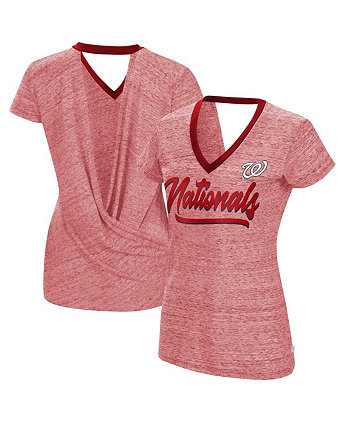 Женская футболка Red Washington Nationals Halftime с запахом на спине и v-образным вырезом Touch