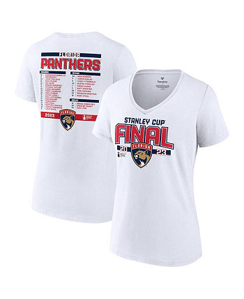 Женская футболка с v-образным вырезом, состав команды White Florida Panthers финала Кубка Стэнли 2023 года Fanatics