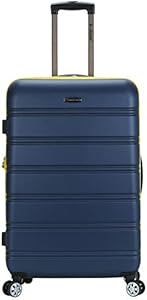 Rockland Melbourne Hardside Expandable Spinner Wheel Luggage, Black, Checked Large 28" Rockland