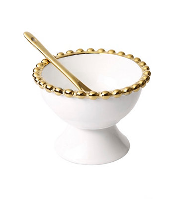 Набор из 4 фарфоровых десертных чашек с золотым бисером Classic Touch