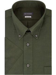 Классическая рубашка с коротким рукавом Regular Fit Oxford Solid Van Heusen