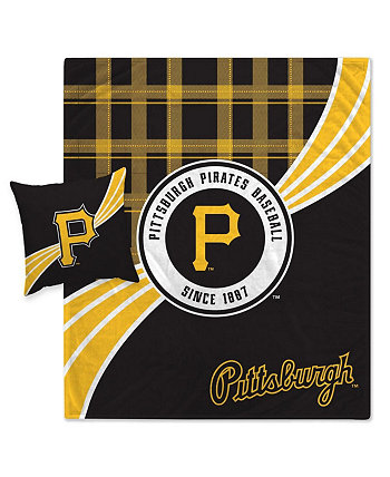 Комбинированный комплект фланелевого флисового одеяла и подушек Pittsburgh Pirates в клетку Pegasus Home Fashions