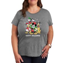 Disney's Mickey Mouse & Friends Plus Happy Holidays Group Graphic Tee Disney