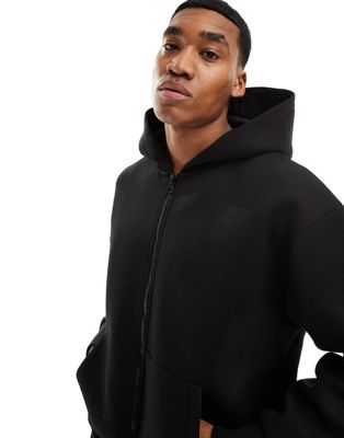 ASOS DESIGN oversized scuba hoodie with zipper in black  ASOS DESIGN