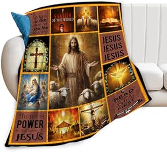 Jesus Christ Throw Blanket Christian Religious Faith Cross Blanket Bible Verses Inspirational Prayer Jesus Catholic Gifts Scripture Spiritual Soft Fluffy Fleece Throw for Couch Sofa Bed 40"x50" Taimeng