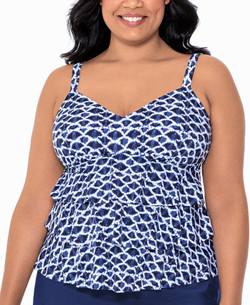 Plus Size Printed Triple-Tier Tankini Top, Created for Macy's Swim Solutions
