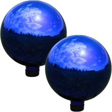 Sunnydaze Blue Mirrored Surface Gazing Globe - 10 in - Set of 2 Sunnydaze Decor