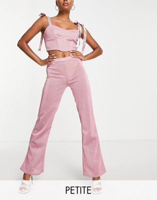 Jaded Rose Petite sheer wide leg pants in pink sparkle - part of a set Jaded Rose Petite
