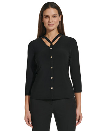 Женская блузка с V-образным вырезом и вырезом Tommy Hilfiger