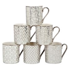 Certified International Set of 6 Mosaic Silver Plated Can Mugs Certified International