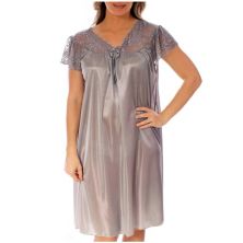 Women's Silky Feeling Cap Sleeves Nightgown With A Floral Lace Design Yafemarte