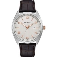 Мужские часы Bulova Classic с коричневым кожаным ремешком — 98B347 Bulova